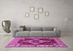 Machine Washable Oriental Pink Industrial Rug in a Living Room, wshurb729pnk