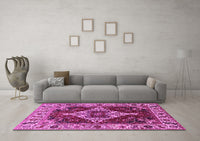 Machine Washable Oriental Pink Industrial Rug, wshurb729pnk