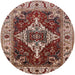 Round Machine Washable Industrial Modern Saffron Red Rug, wshurb729