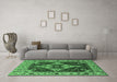Machine Washable Oriental Emerald Green Industrial Area Rugs in a Living Room,, wshurb729emgrn