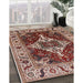 Mid-Century Modern Saffron Red Oriental Rug in Family Room, urb729