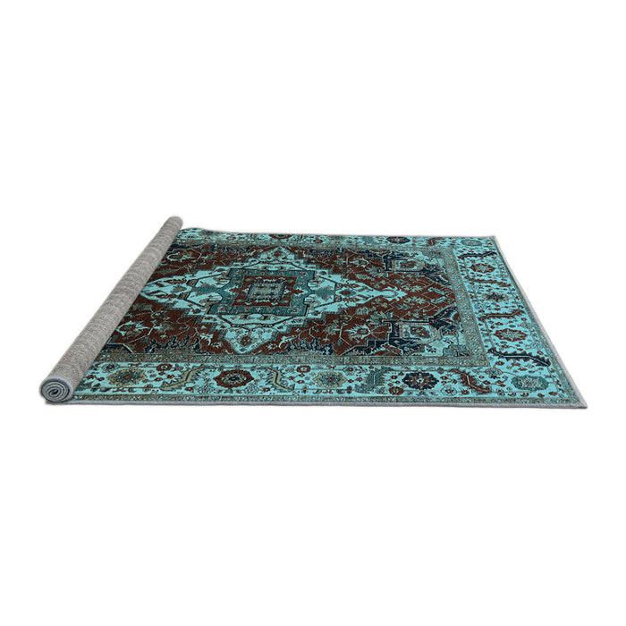 Sideview of Machine Washable Oriental Light Blue Industrial Rug, wshurb729lblu