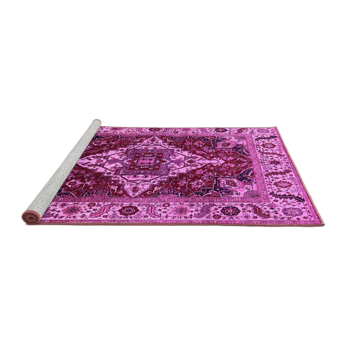 Sideview of Machine Washable Oriental Pink Industrial Rug, wshurb729pnk