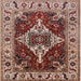 Square Mid-Century Modern Saffron Red Oriental Rug, urb729