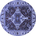 Round Oriental Blue Industrial Rug, urb729blu