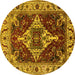 Round Oriental Yellow Industrial Rug, urb729yw