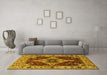 Machine Washable Oriental Yellow Industrial Rug in a Living Room, wshurb729yw