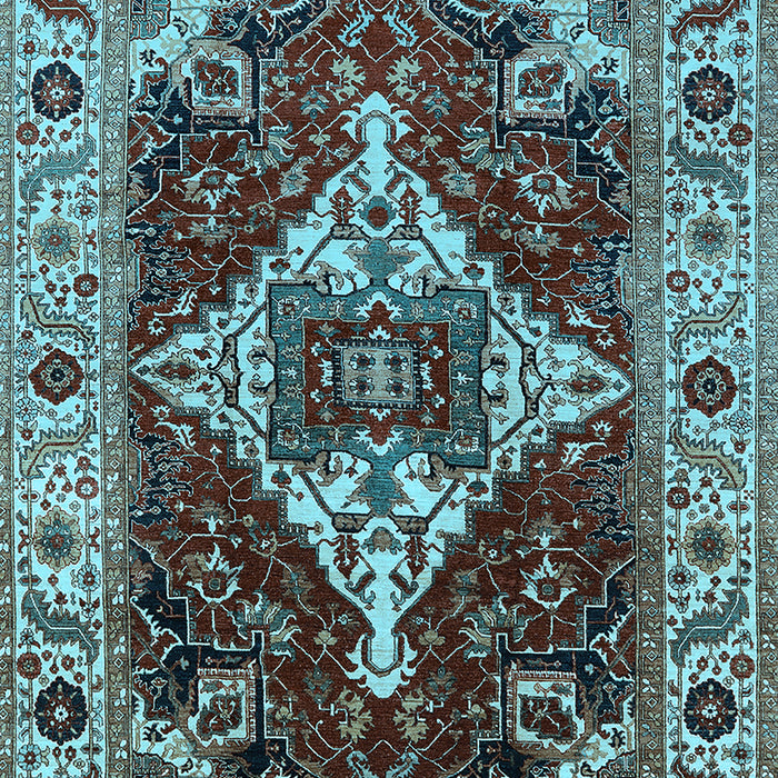 Machine Washable Oriental Light Blue Industrial Rug, wshurb729lblu