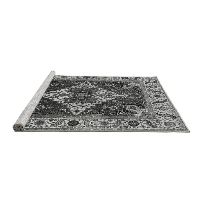 Sideview of Machine Washable Oriental Gray Industrial Rug, wshurb729gry