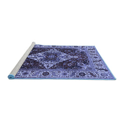 Sideview of Machine Washable Oriental Blue Industrial Rug, wshurb729blu