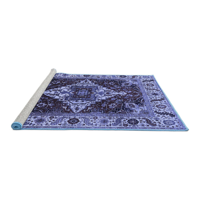 Sideview of Machine Washable Oriental Blue Industrial Rug, wshurb729blu