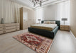 Mid-Century Modern Saffron Red Oriental Rug in a Bedroom, urb729