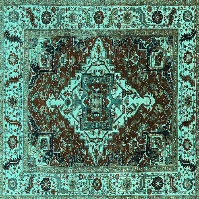 Square Oriental Turquoise Industrial Rug, urb729turq