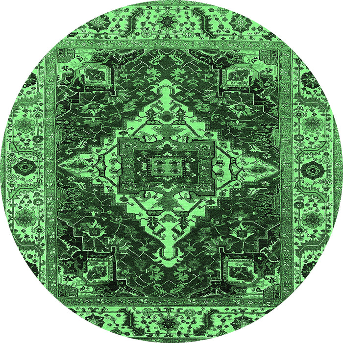Round Oriental Emerald Green Industrial Rug, urb729emgrn
