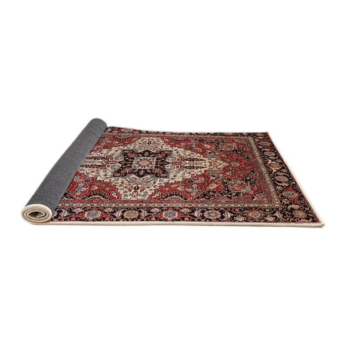 Sideview of Mid-Century Modern Camel Brown Oriental Rug, urb730