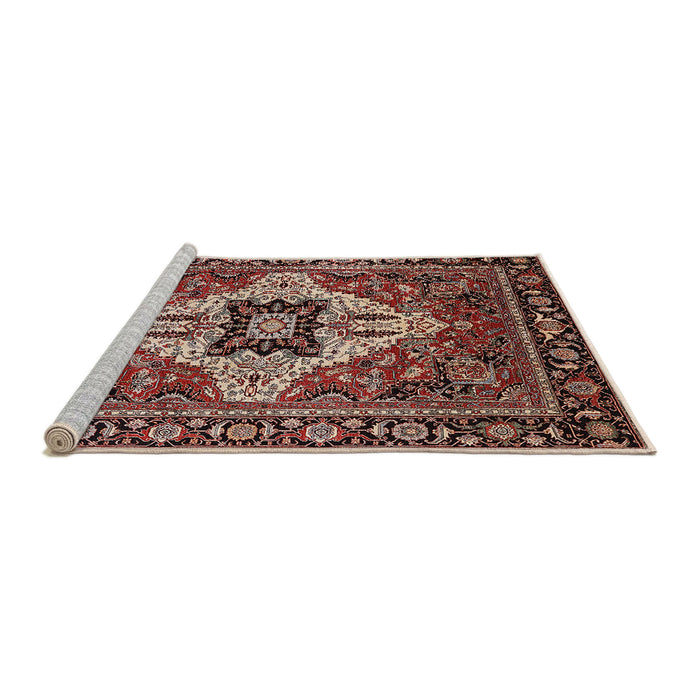 Sideview of Machine Washable Industrial Modern Camel Brown Rug, wshurb730
