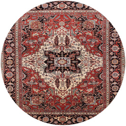 Round Mid-Century Modern Camel Brown Oriental Rug, urb730