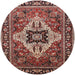 Round Mid-Century Modern Camel Brown Oriental Rug, urb730