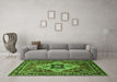 Machine Washable Oriental Green Industrial Area Rugs in a Living Room,, wshurb730grn