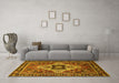 Machine Washable Oriental Yellow Industrial Rug in a Living Room, wshurb730yw