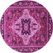 Round Machine Washable Oriental Pink Industrial Rug, wshurb730pnk