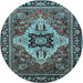 Round Oriental Light Blue Industrial Rug, urb730lblu