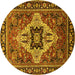 Round Oriental Yellow Industrial Rug, urb730yw