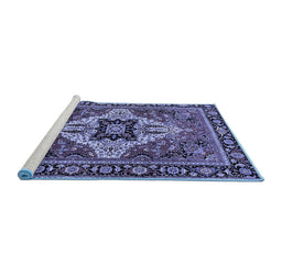 Sideview of Machine Washable Oriental Blue Industrial Rug, wshurb730blu