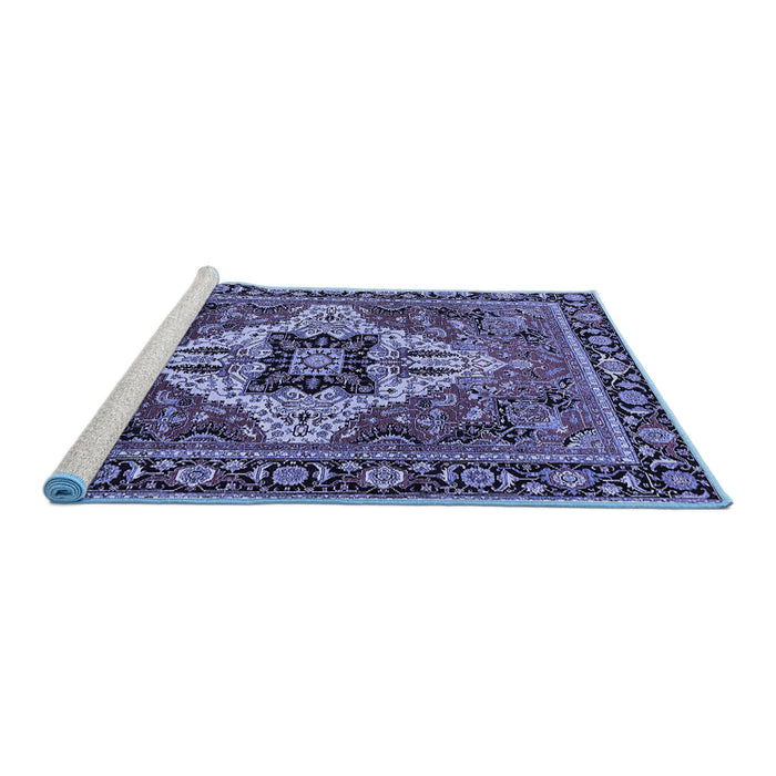 Sideview of Machine Washable Oriental Blue Industrial Rug, wshurb730blu