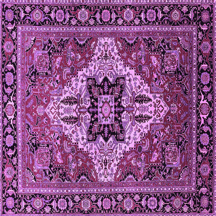 Square Machine Washable Oriental Purple Industrial Area Rugs, wshurb730pur