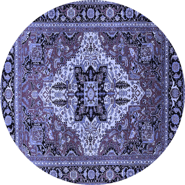 Round Oriental Blue Industrial Rug, urb730blu