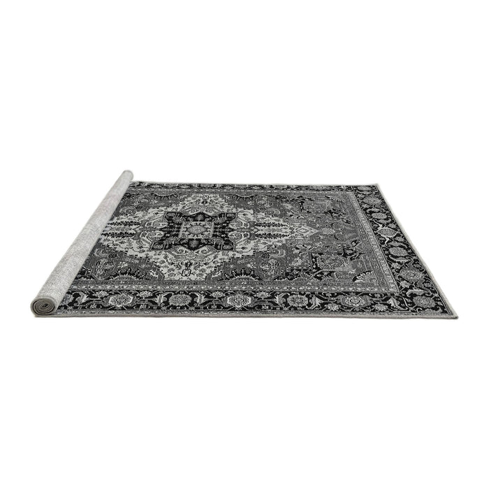 Sideview of Machine Washable Oriental Gray Industrial Rug, wshurb730gry