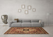 Machine Washable Oriental Brown Industrial Rug in a Living Room,, wshurb730brn