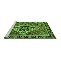 Sideview of Machine Washable Oriental Green Industrial Area Rugs, wshurb730grn