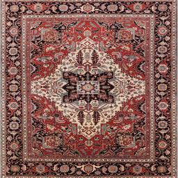 Square Mid-Century Modern Camel Brown Oriental Rug, urb730