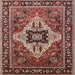 Square Mid-Century Modern Camel Brown Oriental Rug, urb730