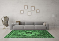 Machine Washable Oriental Emerald Green Industrial Rug, wshurb730emgrn