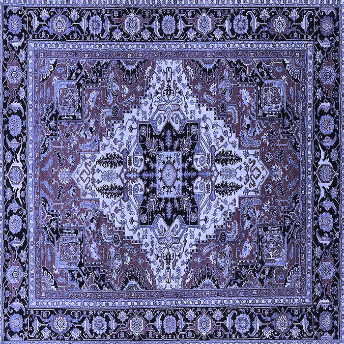 Square Machine Washable Oriental Blue Industrial Rug, wshurb730blu