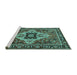 Sideview of Machine Washable Oriental Turquoise Industrial Area Rugs, wshurb730turq