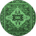 Round Oriental Emerald Green Industrial Rug, urb730emgrn