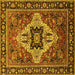 Square Machine Washable Oriental Yellow Industrial Rug, wshurb730yw