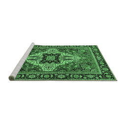 Sideview of Machine Washable Oriental Emerald Green Industrial Area Rugs, wshurb730emgrn