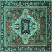 Square Oriental Turquoise Industrial Rug, urb730turq