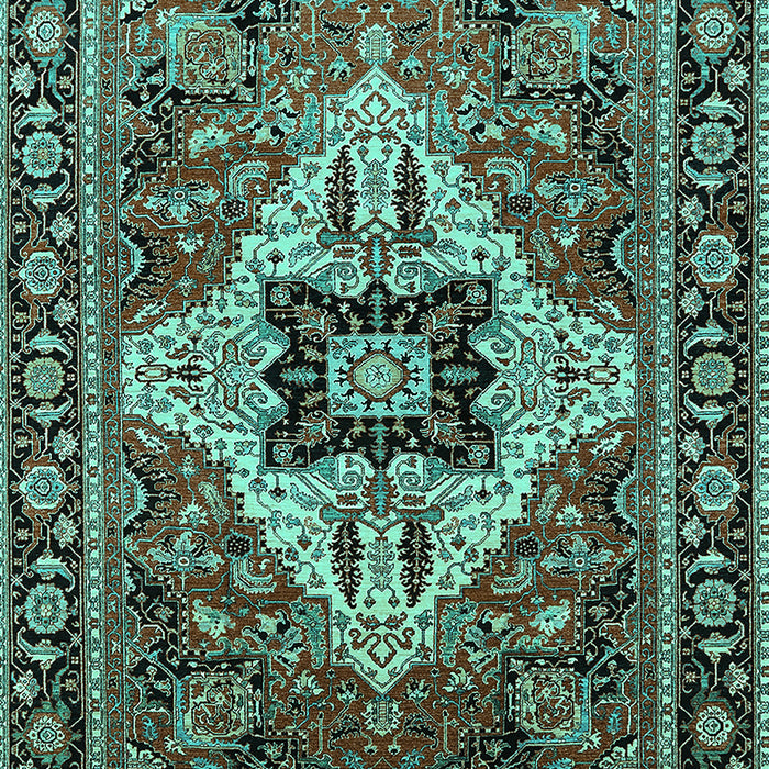 Machine Washable Oriental Turquoise Industrial Area Rugs, wshurb730turq