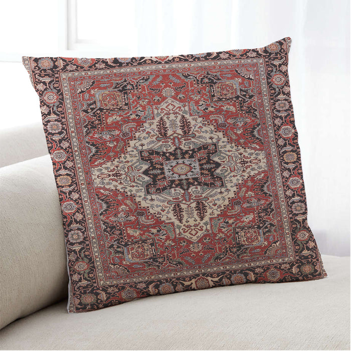 Lifestyle Image of Mid-Century Modern Urban Square Camel Brown Throw Pillow, 18 inch by 18 inch, pwurb730