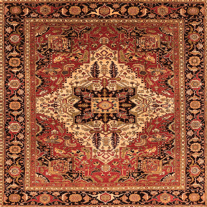 Square Machine Washable Oriental Orange Industrial Area Rugs, wshurb730org