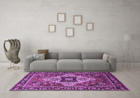 Machine Washable Oriental Purple Industrial Rug, wshurb730pur