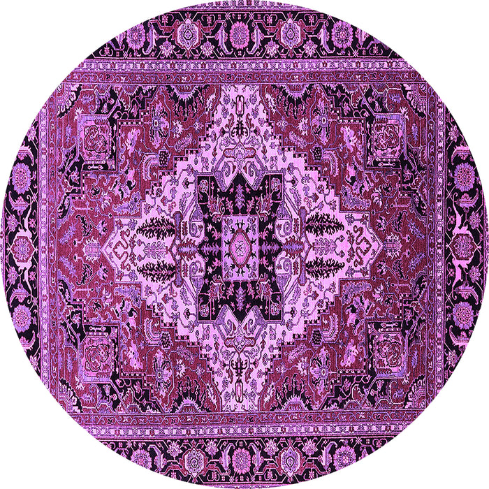 Round Machine Washable Oriental Purple Industrial Area Rugs, wshurb730pur