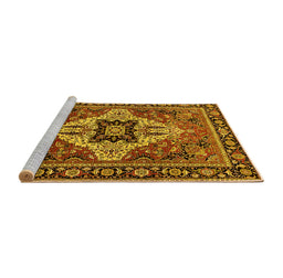 Sideview of Machine Washable Oriental Yellow Industrial Rug, wshurb730yw