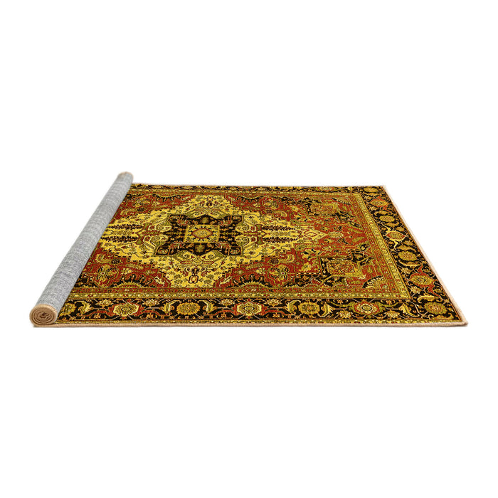 Sideview of Machine Washable Oriental Yellow Industrial Rug, wshurb730yw